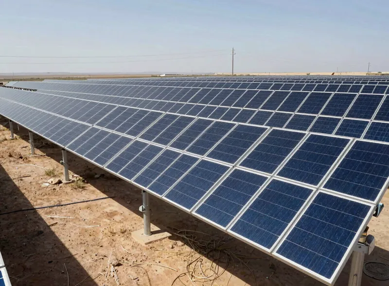 Utility-scale solar panel rows